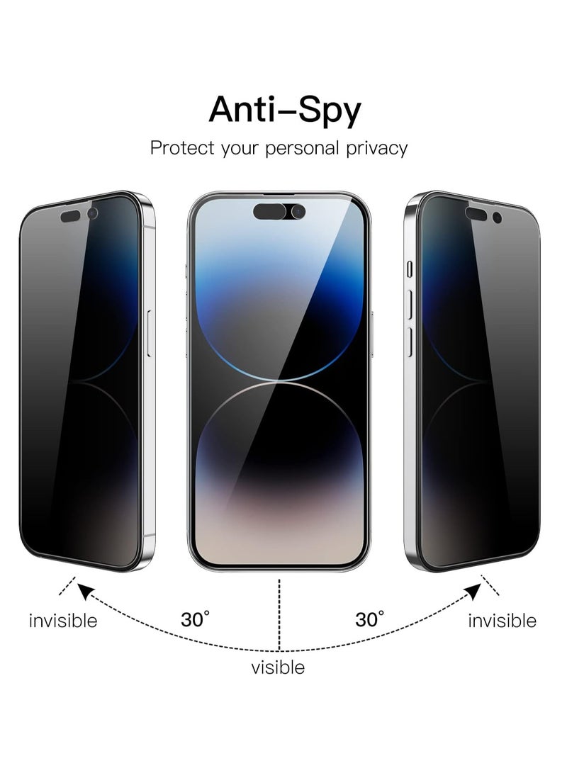 جي تيك واقي شاشة بتغطية كاملة للخصوصية لهاتف آيفون 14 طليعة حافظة حماية من الزجاج المقوى مضادة للتجسس مقاس 6.7 بوصة كحد أقصى، من الحافة إلى الحافة، عبوة من قطعتين - Image 2