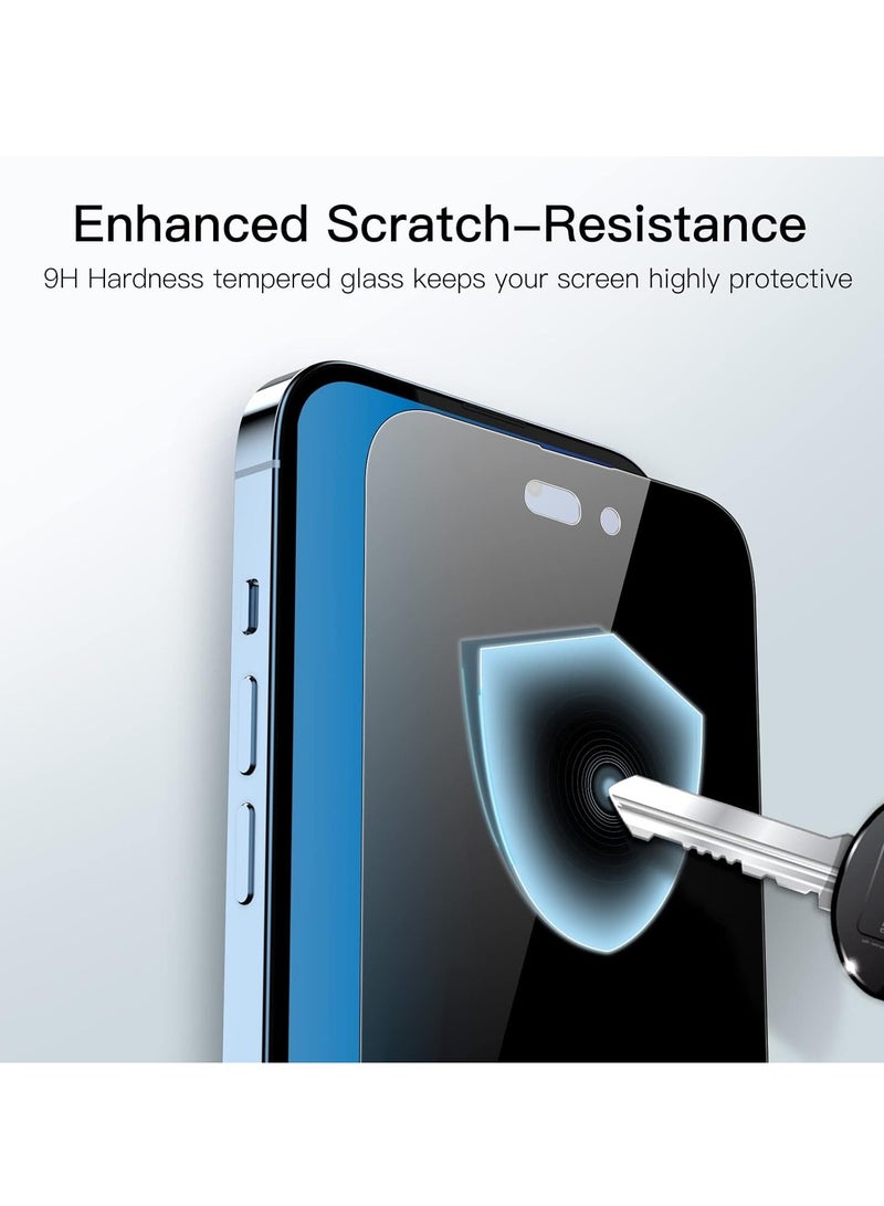 جي تيك واقي شاشة بتغطية كاملة للخصوصية لهاتف آيفون 14 طليعة حافظة حماية من الزجاج المقوى مضادة للتجسس مقاس 6.7 بوصة كحد أقصى، من الحافة إلى الحافة، عبوة من قطعتين - Image 5
