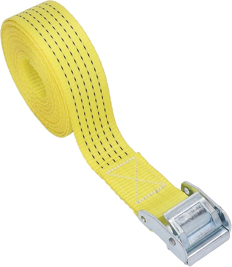Heavy Duty 49mm x 6m Polyester Tie Down Strap with Metal Hooks Cam Buckles for Motorcycle Cargo Trucks Trailers Yellow - Image 1