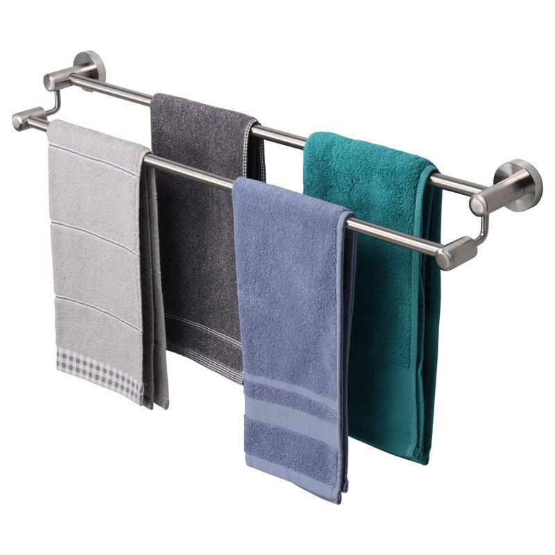 TocTen Double Bath Towel Bar  Thicken SUS304 Stainless Steel Towel Rack for Bathroom Bathroom Accessories Double Towel Rod Heavy Duty Wall Mounted Towel Holder Brushed 30IN