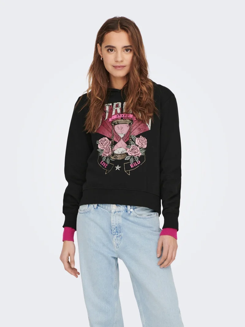اونلي Hooded Black Women's Sweatshirt 15273880