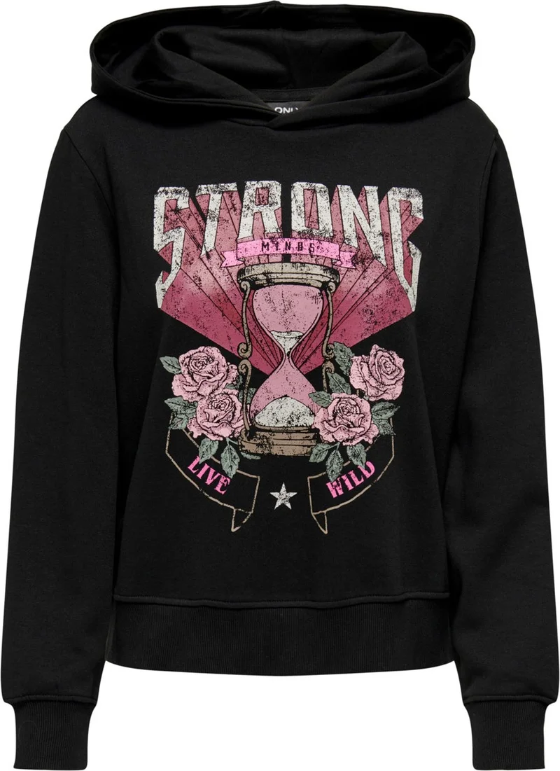 اونلي Hooded Black Women's Sweatshirt 15273880