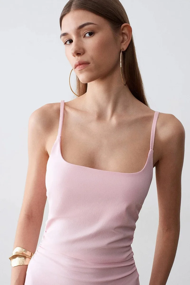 Dilvin Blush Pink DILVIN Women’s Sleeveless Bodycon Midi Dress for Women | Best Price UAE