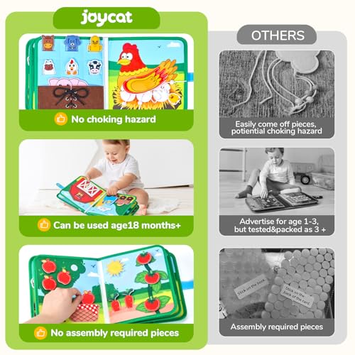 JoyCat Farm Busy Book for Toddlers 13 1 Year Old Boys Girls Gifts Toys Educational Quiet Activity Book with Life Skills Toddler Travel Toys 12 - Image 5