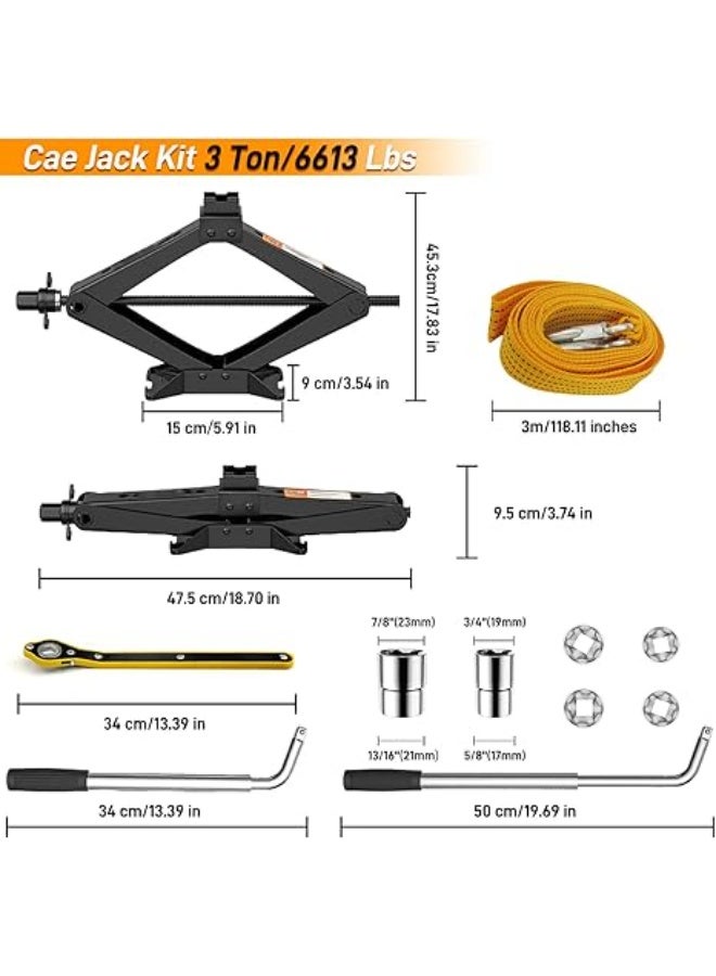 طقم رافعة ومسند سيارة محمول 3 طن - عدة تغيير إطارات قوية واحترافية (Jack and Stand) - مثالية للشاحنات وسيارات الدفع الرباعي (SUV) - Image 2
