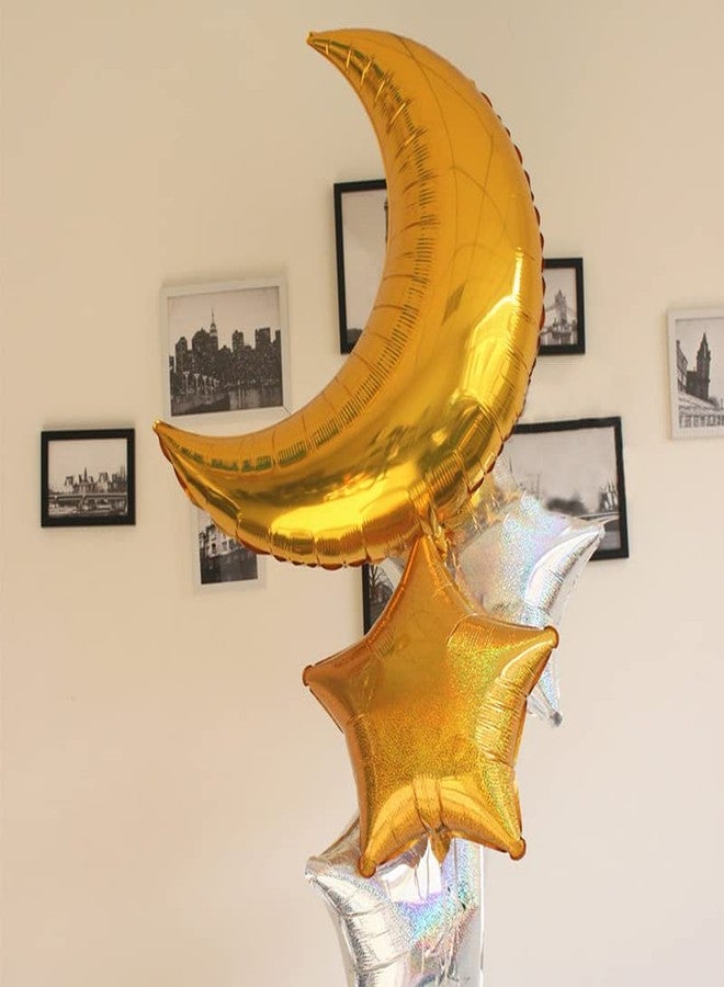 Selibration احتفال | بالون هيليوم ذهبي على شكل هلال ونجمة مقاس 16 بوصة، مثالي لأعياد الميلاد، وحفلات استقبال المولود، والذكرى السنوية، واحتفالات العيد، وتزيين المناسبات والفعاليات - Image 3