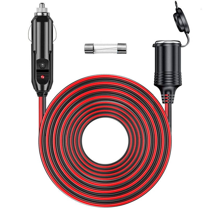 RWUJILONG 12V24V Heavy Duty Cigarette Lighter Extension Cord 131FT4M with LED Light for Car Vehicle Tire Pump Air Compressor Refrigerator Car Vacuums Coffee Maker etc 1 Spare Fuse 2 Years Warranty - Image 3