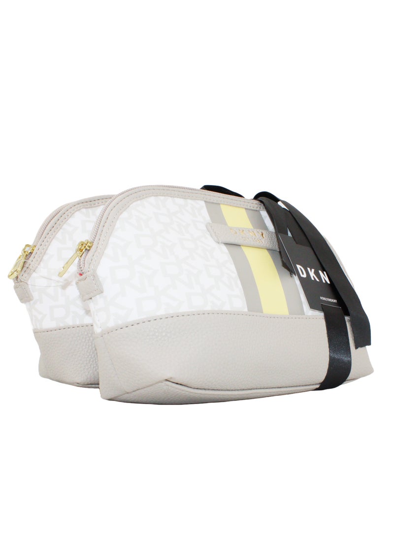 دكني حقيبة مكياج  بتصميم مخطط مميز، صغيرة وخفيفة للسفر والتخزين - Image 3