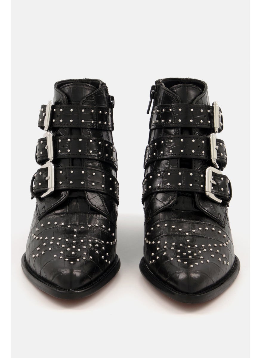 ALDO Women Bennevis Buckle Leather Ankle Boots, Black  - Image 3