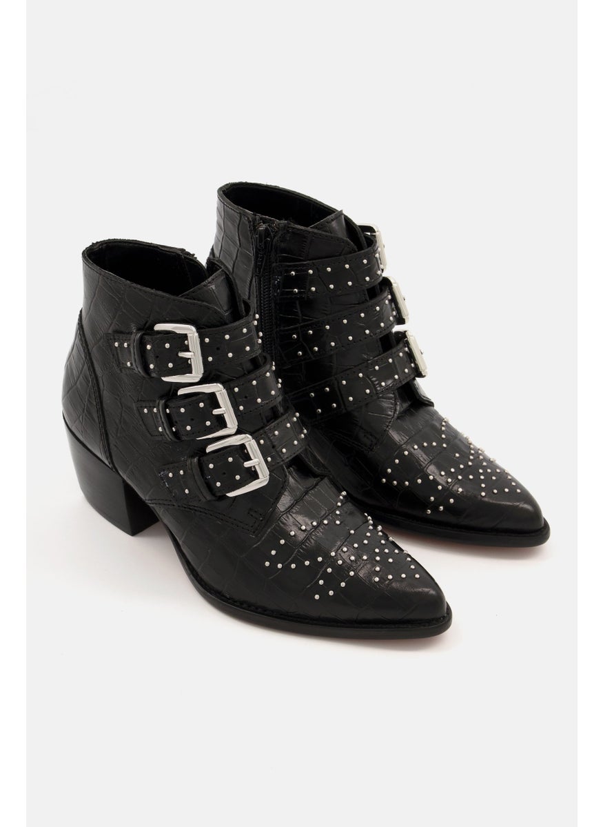 ALDO Women Bennevis Buckle Leather Ankle Boots, Black  - Image 1