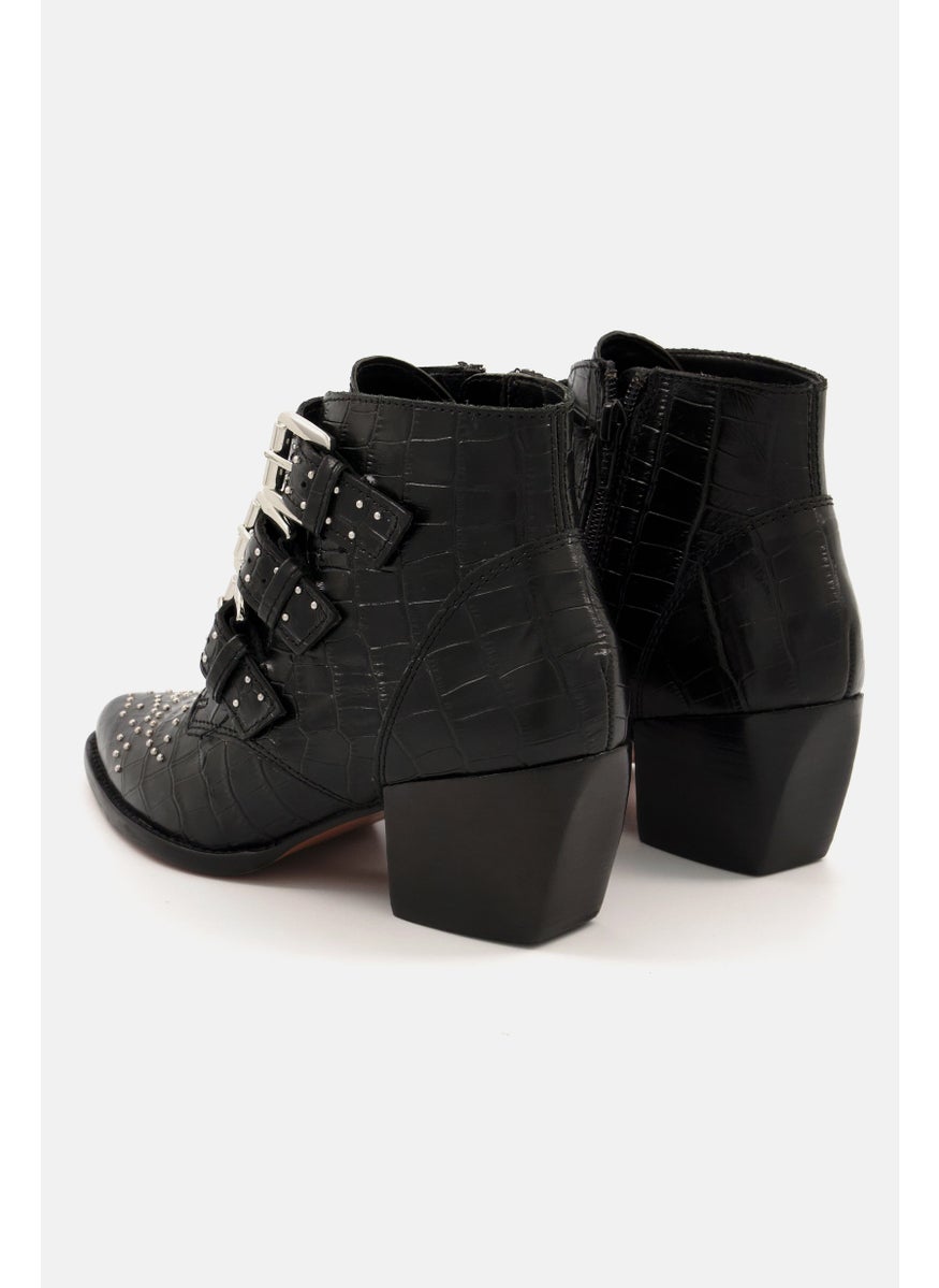 ALDO Women Bennevis Buckle Leather Ankle Boots, Black  - Image 2