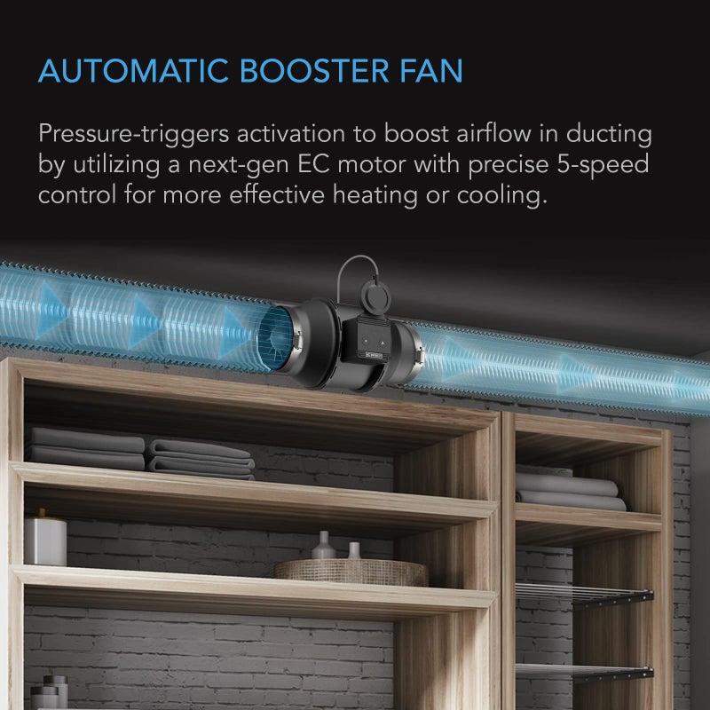 AC Infinity Automatic Duct Fan 4", Inline Fan with Differential Pressure Switch, Air Vent Booster Fan for Industrial HVAC Ducting Ventilation Exhaust Systems - Image 2