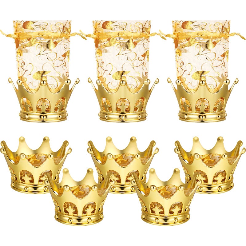 Jetec Gold Fillable Crown Goblet with Pouch for Candy Chocolate Cake Dessert Storage Decoration for Wedding Birthday Party(Gold,8 Pieces) - Image 1