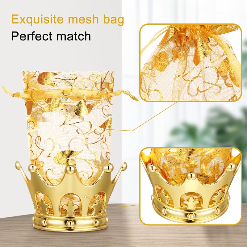 Jetec Gold Fillable Crown Goblet with Pouch for Candy Chocolate Cake Dessert Storage Decoration for Wedding Birthday Party(Gold,8 Pieces) - Image 3