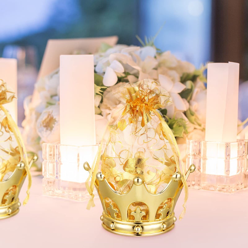 Jetec Gold Fillable Crown Goblet with Pouch for Candy Chocolate Cake Dessert Storage Decoration for Wedding Birthday Party(Gold,8 Pieces) - Image 5