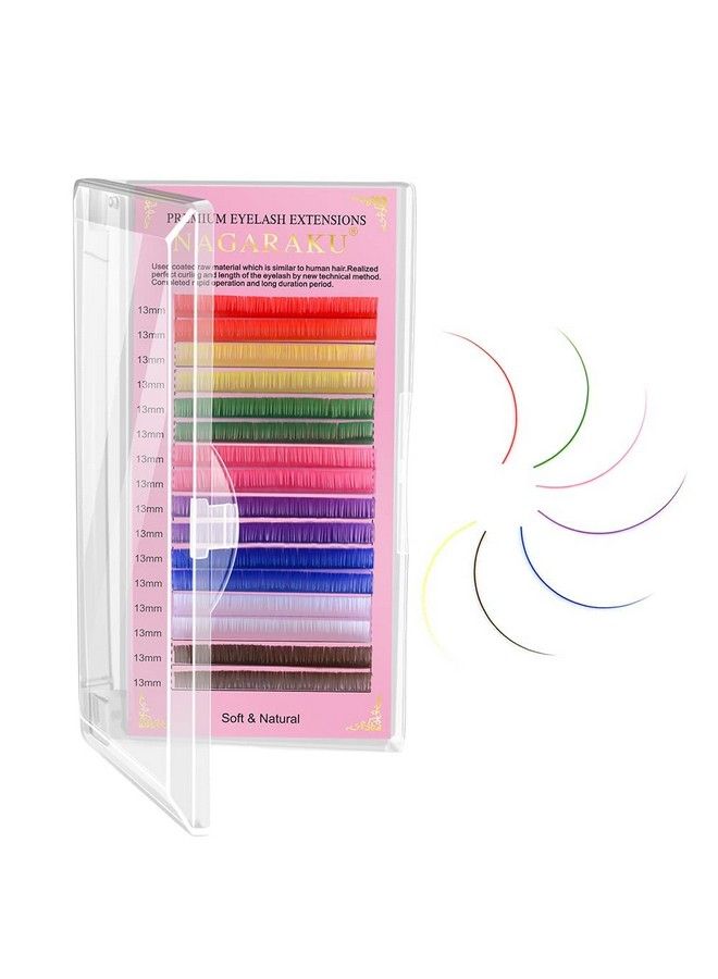 NAGARAKU Colored Eyelash Extensions 8 Colors Rainbow 0.07Mm D Curl 12Mm Purple Blue Pink Brown Individual Lashes Soft Natural Professional Salon Supplies (12Mm 0.07Mm D) - Image 2