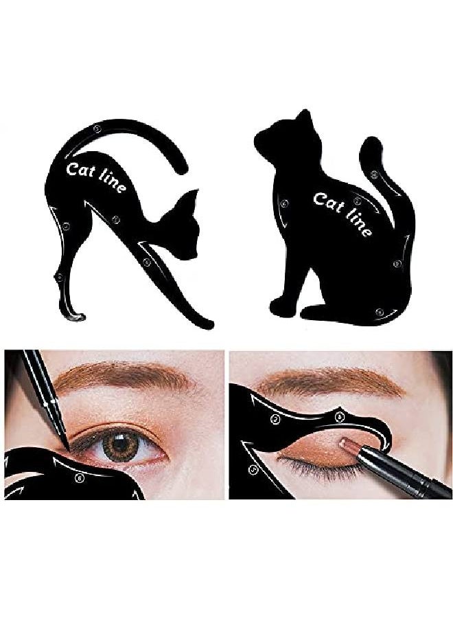 TailaiMei - 2 Pcs Cat Eyeliner Stencils Matte Pvc Material Smoky Eyeshadow Applicators Template Plate Cat Shape Eye Liner & Eye Shadow Guide Template Tool - Image 1