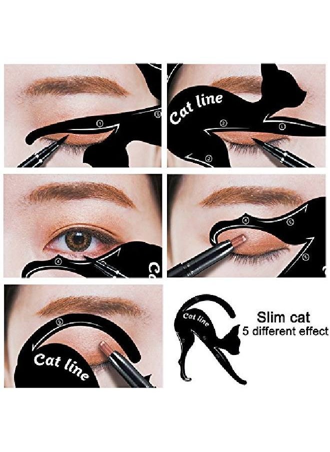 TailaiMei - 2 Pcs Cat Eyeliner Stencils Matte Pvc Material Smoky Eyeshadow Applicators Template Plate Cat Shape Eye Liner & Eye Shadow Guide Template Tool - Image 1