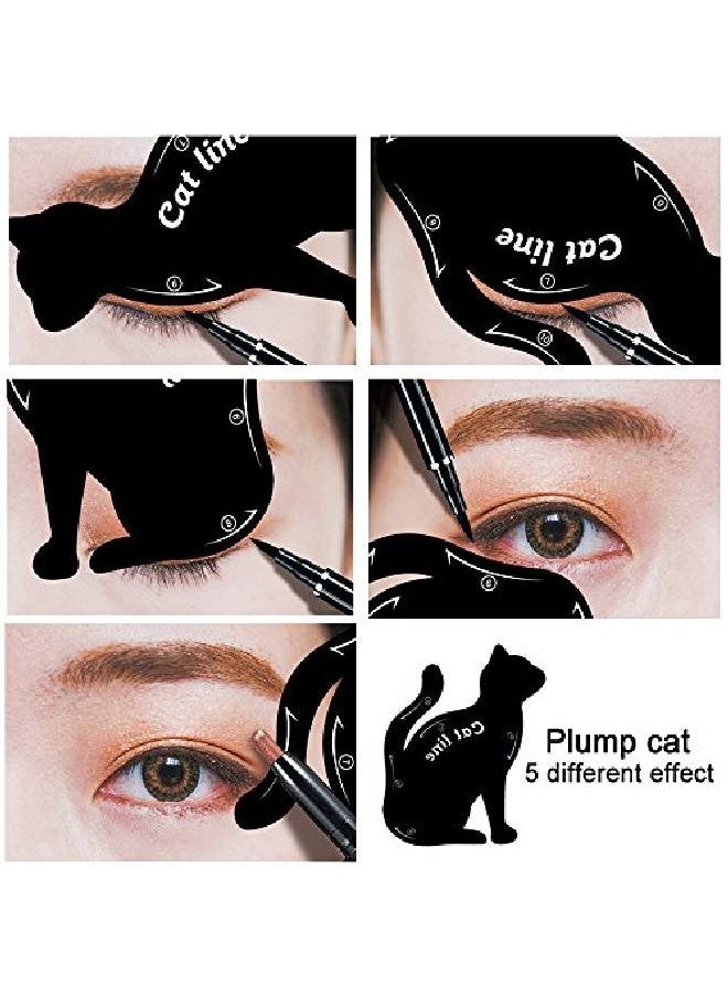 TailaiMei - 2 Pcs Cat Eyeliner Stencils Matte Pvc Material Smoky Eyeshadow Applicators Template Plate Cat Shape Eye Liner & Eye Shadow Guide Template Tool - Image 1
