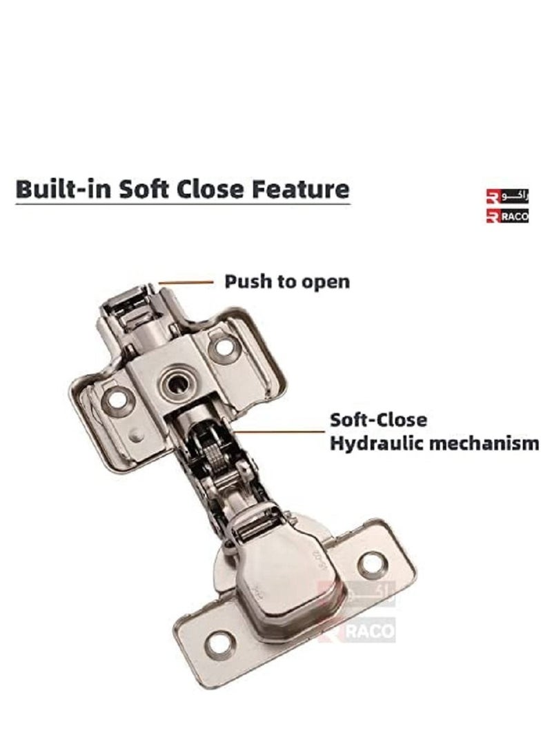 RACO RACO Soft Close Cabinet Hinges Cabinets Door Multi Way Adjustability For Kitchen Folding Door Cup Board, Wardrobe -With Plate & Screw for Easy Installation Pack of 2 (Inset (C-type))  - Image 3
