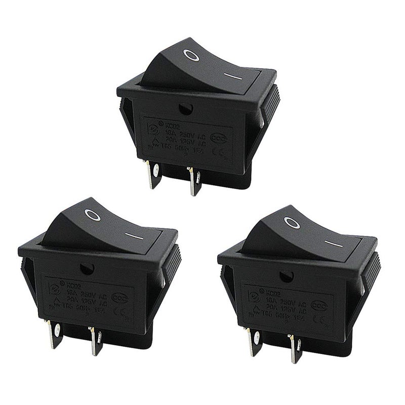 mxuteuk 3 x Embedded Boat Rocker Switch On/Off Rocker Switch 4-Pin DPST AC 250V 6A 125V 10A Black Rectangle Rocker Switch Car Switch for Car Boat Household Appliances MXU2-201 - Image 1