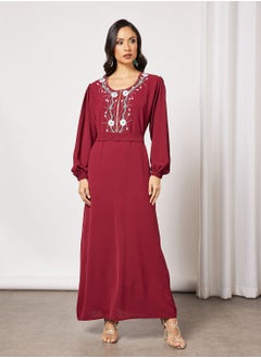 Hayat Jalabiya Embellished With Symmetric Beadwork  - Image 1