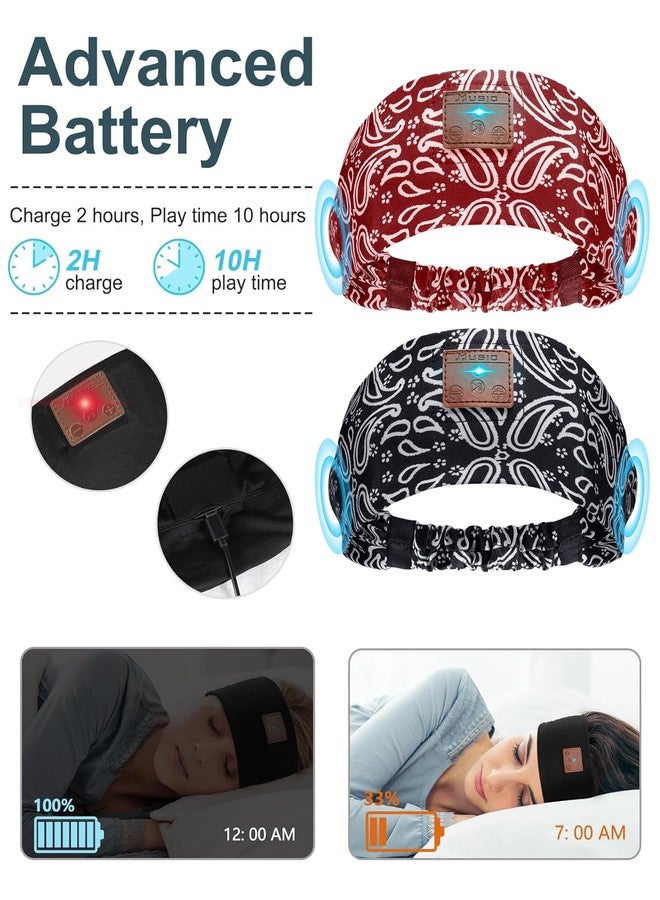 Mixiba 2-Pack Sleeping Headphones, Ultra-Thin HD Stereo Speaker, Bluetooth Headband for Sports, Workouts, Insomnia, Yoga, Air Travel, Meditation - Pattern Black&Pattern Red - Image 3