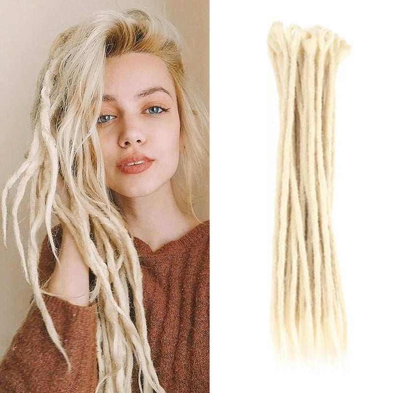Aosome Aosome Dreadlock Extensions Pack of 20 Handmade Crochet Bleached Blonde Synthetic Hair Locs Extension Reggae Hair20inch
