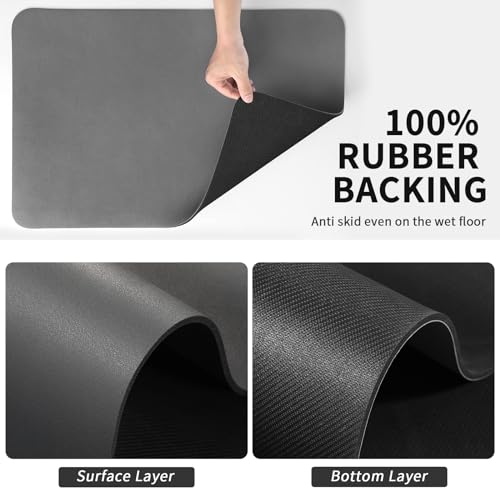 HotLive Dish Drying Mat for Kitchen Counter, Heat Resistant Drainer Mats with Non-slip Rubber Backed, Hide Stain Kitchen Super Absorbent Draining Mat, Easy to Clean Dish Rack Pad, Dark Grey 16"x20" - Image 5