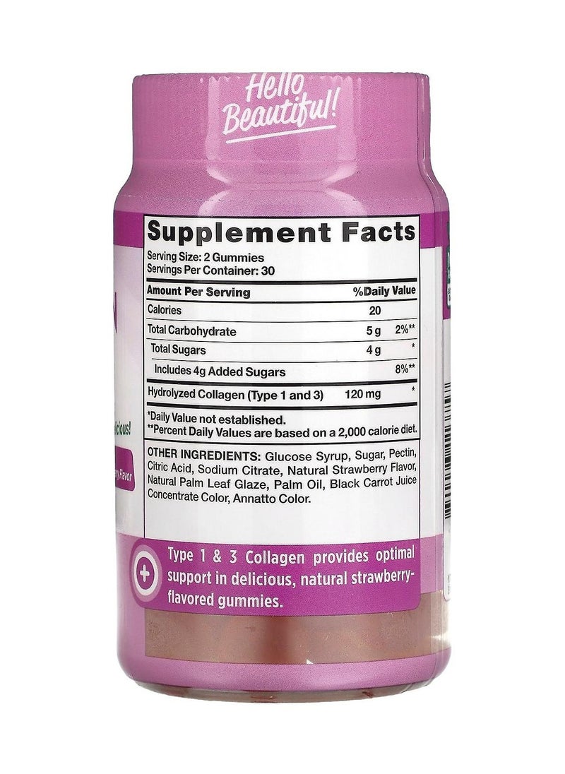 natures truth Collagen Peptides Type 1 and 3 Natural Strawberry Flavoured Gummies – 60 pieces  - Image 2
