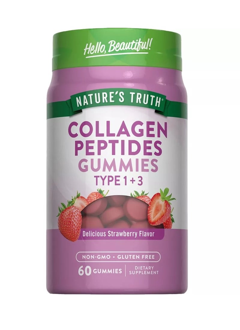 natures truth Collagen Peptides Type 1 and 3 Natural Strawberry Flavoured Gummies – 60 pieces  - Image 1
