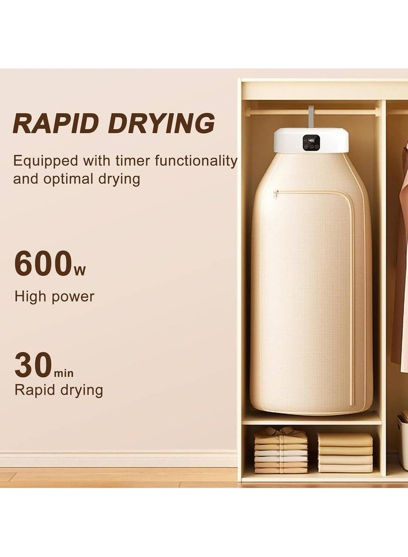 Portable Clothes Dryer for Apartments Dormitory Business Trips,Portable Clothes Drying Bag,Remote Control Electric Dryer,Small Dryer Dual Speed Mode 8 Stages Timed 480 Minute Drying - Image 2