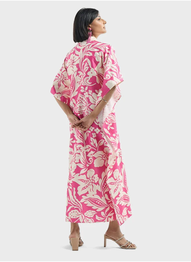 فاف Floral Printed Kaftan Dress