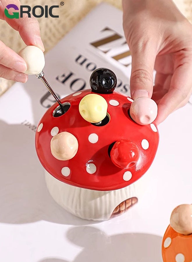 GROIC Mushroom Fruit Fork Set,Stainless Steel Material,Food-Safe Snack Forks,Cute Cake and Fruit Utensils for Kitchen Display, Party and Home Decor Accessories, Reusable,Red Mushroom Ceramic craft products - Image 3