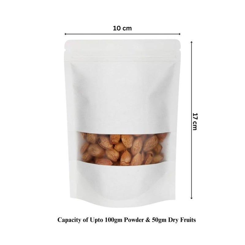Deera DEERA Stand Up Ziplock Reusable Airtight Polyester Storage Pouch Matte White100mmX170mmPack of 50  - Image 2