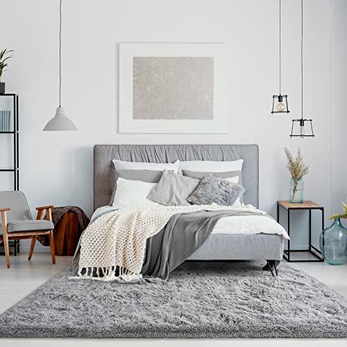 Jelymark Super Soft Shaggy Rug for Bedroom, 3x5 Feet Fluffy Carpet for Living Room, Fuzzy Indoor Plush Area Rug for Home Decor, Furry Floor Rugs for Dorm, Kids Nursery Rug for Girls, Grey - Image 3