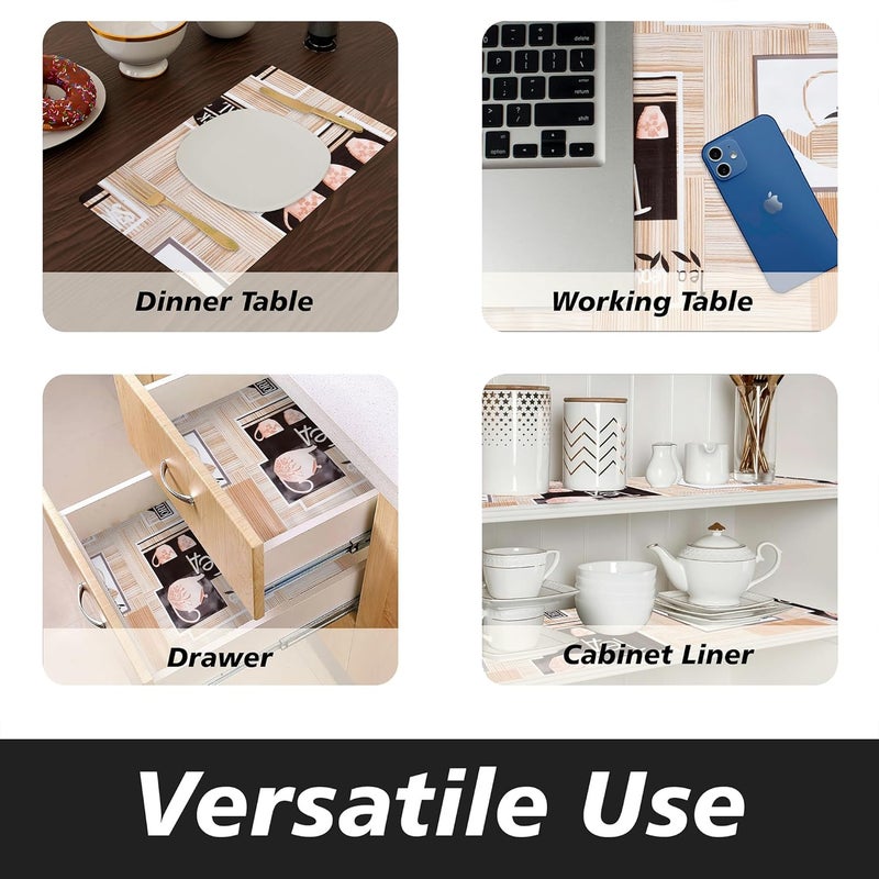 Kuber Industries Shelf Liner Kitchen Cabinet Shelf Protector Kitchen Liners for Cabinets and Drawers Kettle Design Shelf Liner Roll 3 MTR Brown - Image 5