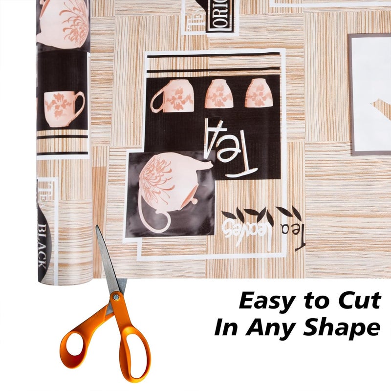 Kuber Industries Shelf Liner Kitchen Cabinet Shelf Protector Kitchen Liners for Cabinets and Drawers Kettle Design Shelf Liner Roll 3 MTR Brown - Image 2