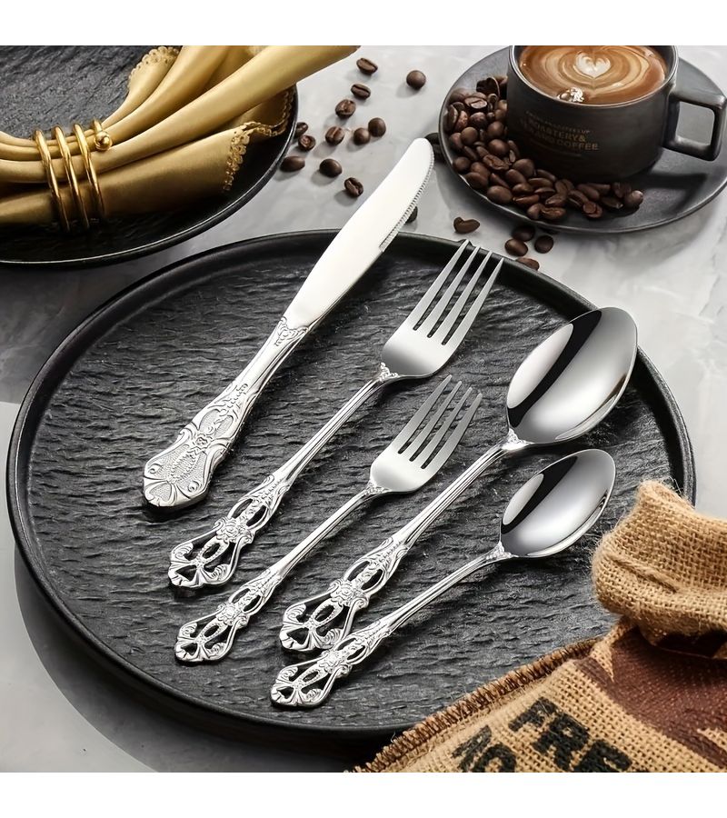 30 Piece Stainless Steel Flatware Set Mirror Polished Silver Dishwasher Safe Cutlery Gift - Image 2