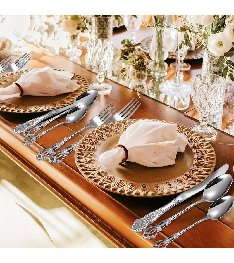 30 Piece Stainless Steel Flatware Set Mirror Polished Silver Dishwasher Safe Cutlery Gift - Image 4