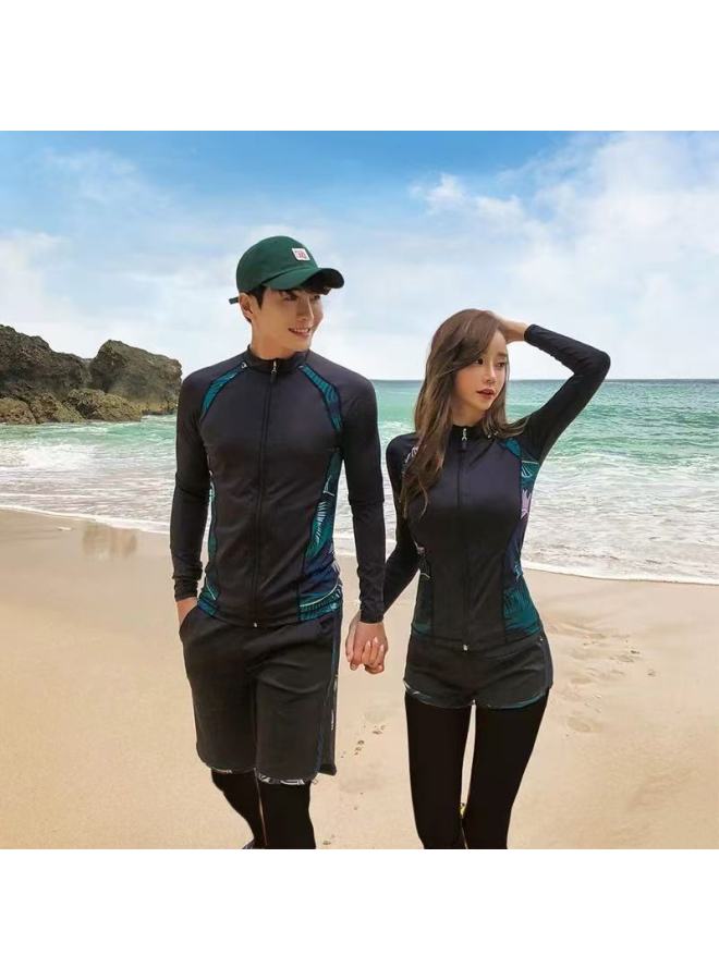Generic Sunscreen Quick-drying Diving Suit Men's Split Long-sleeved Trousers Snorkeling Jellyfish Suit Warm Swimwear For Couple Women's Surf Suit-Color:Men's Three-piece Set-Size:XL  - Image 2