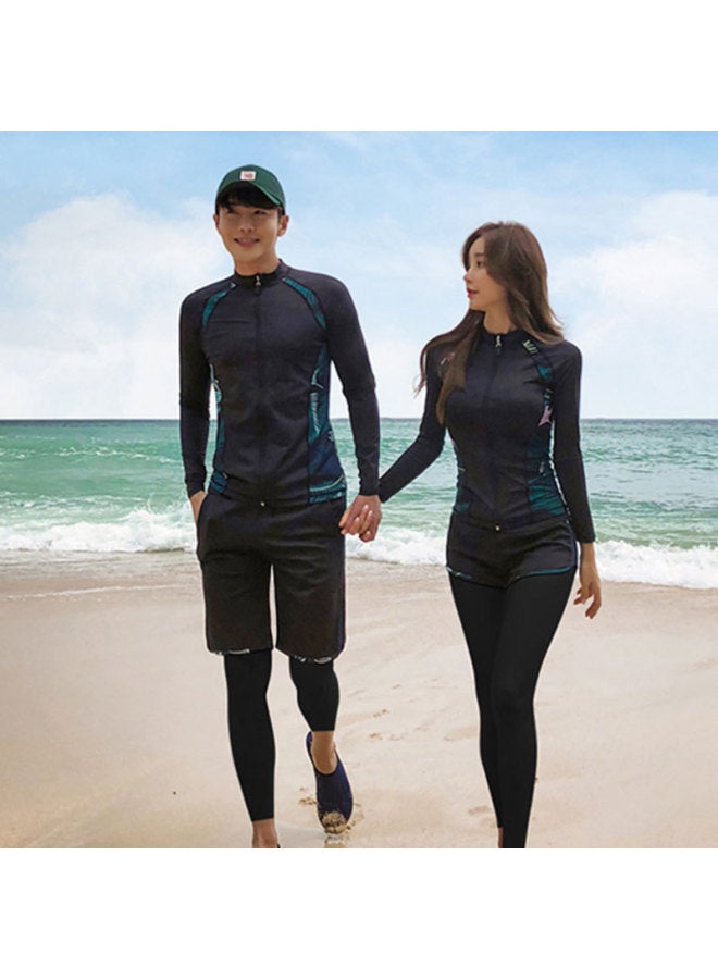 Generic Sunscreen Quick-drying Diving Suit Men's Split Long-sleeved Trousers Snorkeling Jellyfish Suit Warm Swimwear For Couple Women's Surf Suit-Color:Men's Three-piece Set-Size:XL  - Image 5