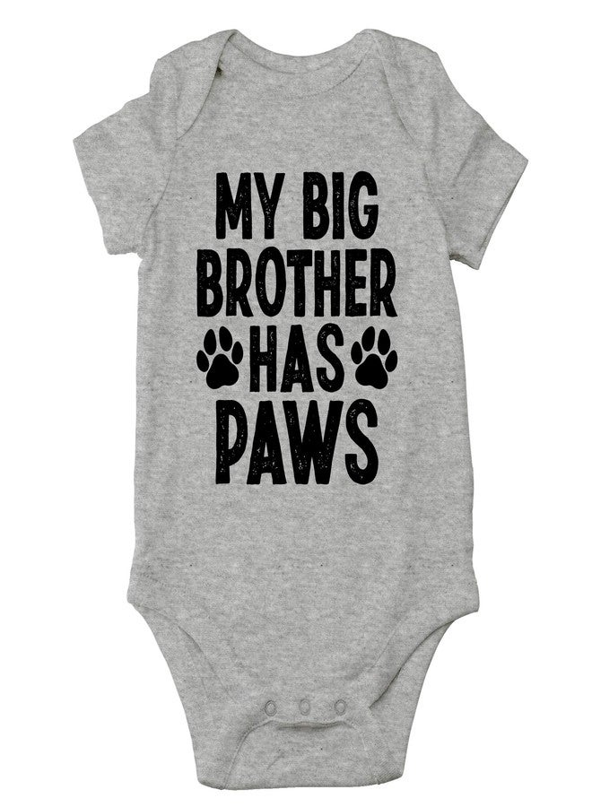 CBTwear My Big Brother Has Paws - Baby Clothes - Funny Newborn Bodysuit Outfits for Boys and Girls (Newborn, Heather Grey) - Image 1