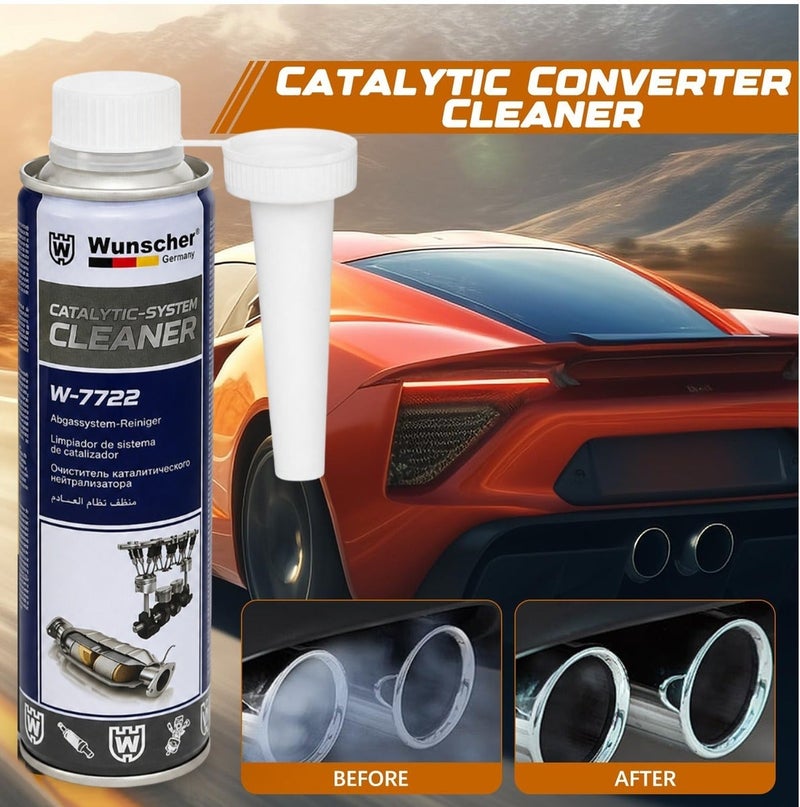 Wunscher W-7722 Catalytic System Cleaner 300ML for Petrol & Diesel Engines, Catalytic Converter, DPF, Injection & Exhaust System Cleaner, Carbon & Soot Deposit Cleaning Fuel Additive, Engine Maintenance Treatment - Image 5