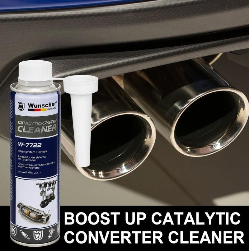 Wunscher W-7722 Catalytic System Cleaner 300ML for Petrol & Diesel Engines, Catalytic Converter, DPF, Injection & Exhaust System Cleaner, Carbon & Soot Deposit Cleaning Fuel Additive, Engine Maintenance Treatment - Image 3