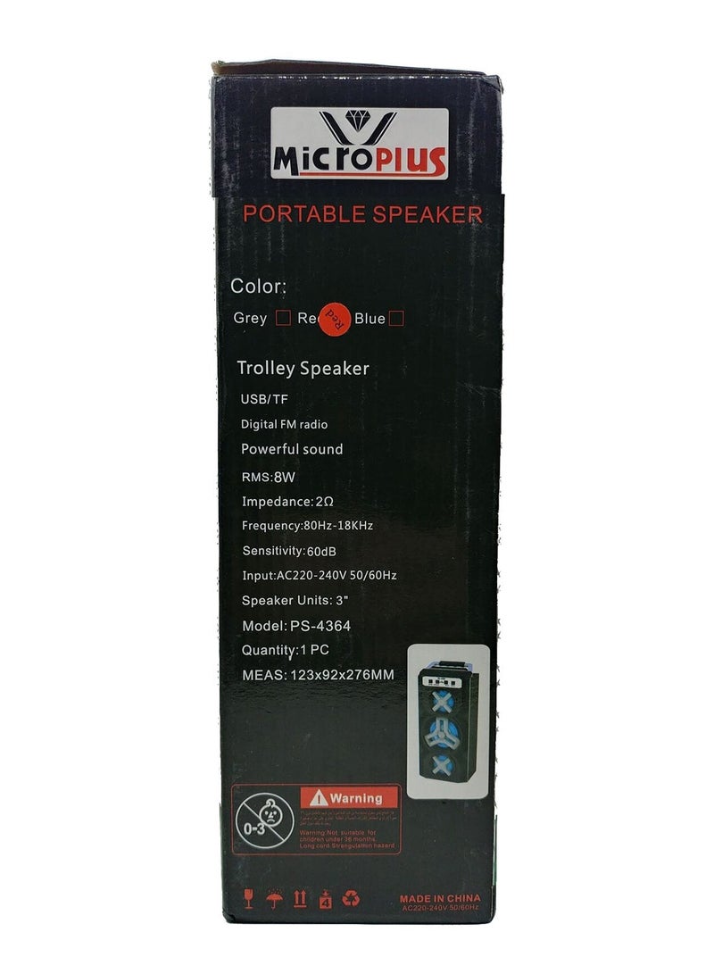 مايكروبلس مكبر صوت محمول متعدد الوسائط بتقنية البلوتوث Ps4364 أسود/أبيض/أحمر - Image 1