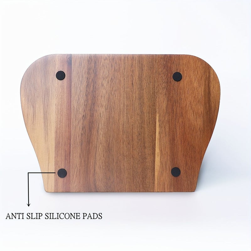 Acacia Wood Spoon Rest For Stove With Silicone Feet Double Kitchen Utensil Holder Brown Style 1 - Image 4