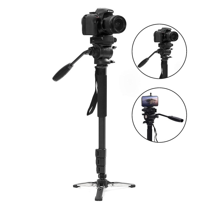 Powerpak Mono-X10 4.8ft Monopod | with 360° Rotational Head | 3 Leg Tripod Base | for Cameras, Smartphones & Camcorders | Payload 2.5kg | Black - Image 3