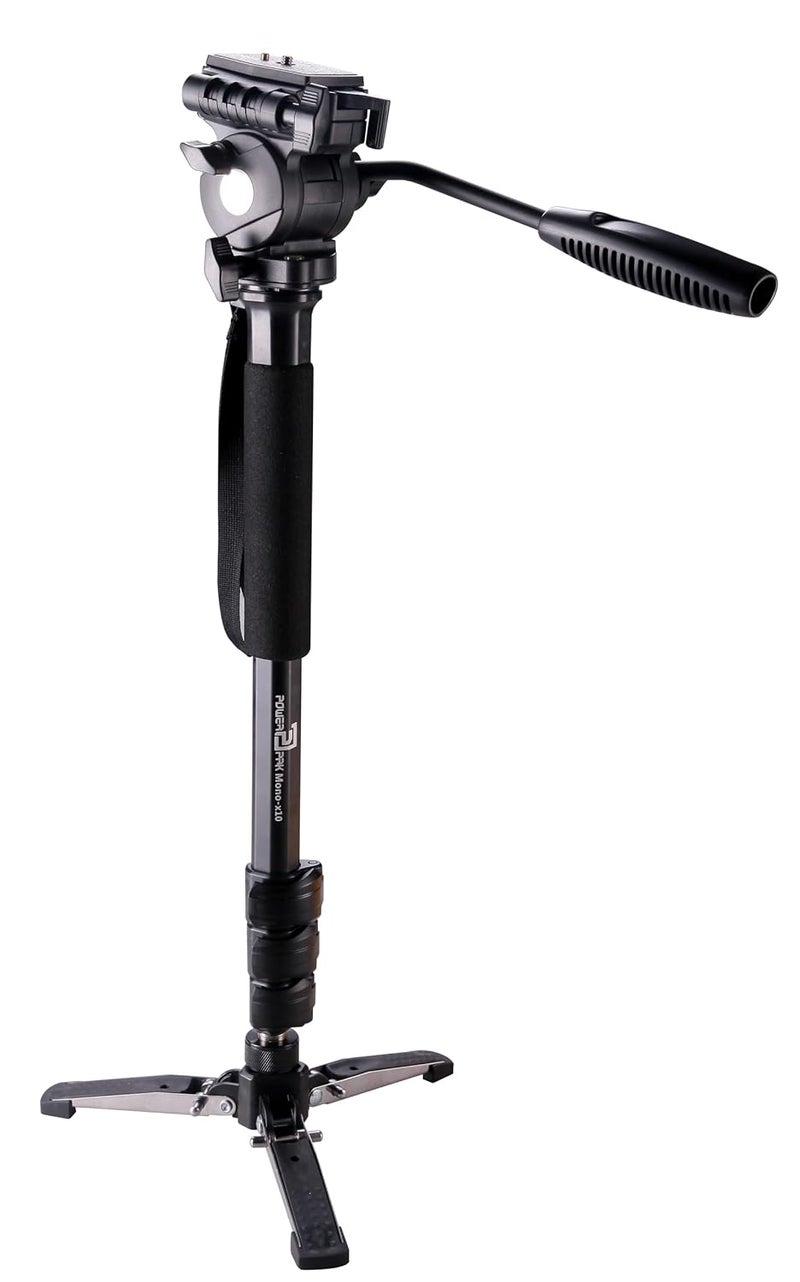Powerpak Mono-X10 4.8ft Monopod | with 360° Rotational Head | 3 Leg Tripod Base | for Cameras, Smartphones & Camcorders | Payload 2.5kg | Black - Image 1
