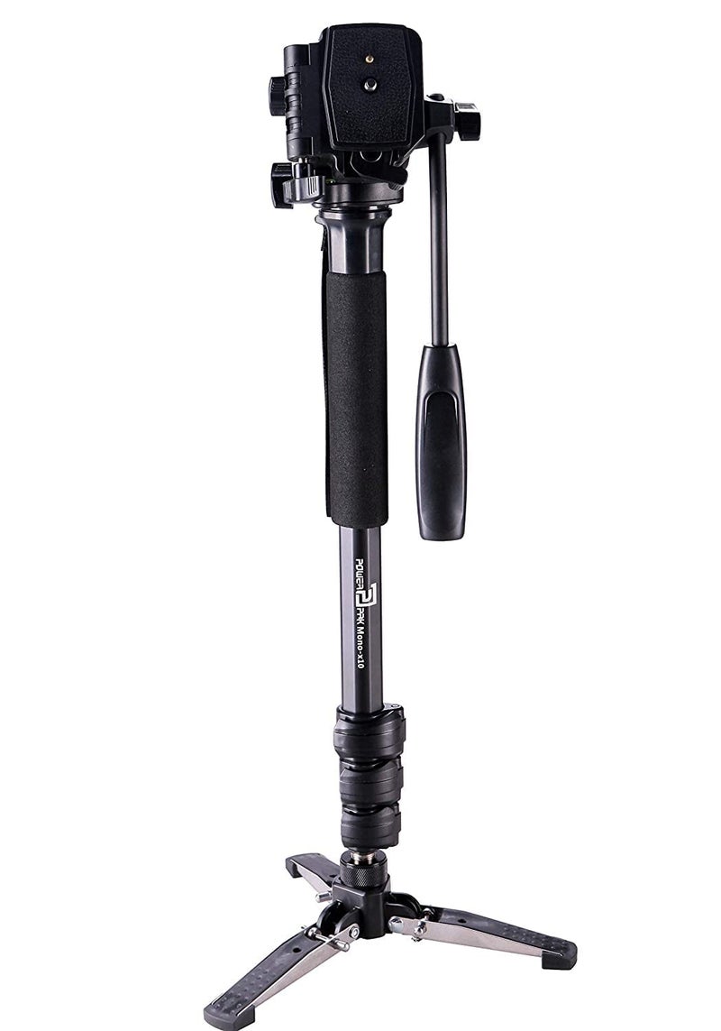 Powerpak Mono-X10 4.8ft Monopod | with 360° Rotational Head | 3 Leg Tripod Base | for Cameras, Smartphones & Camcorders | Payload 2.5kg | Black - Image 2